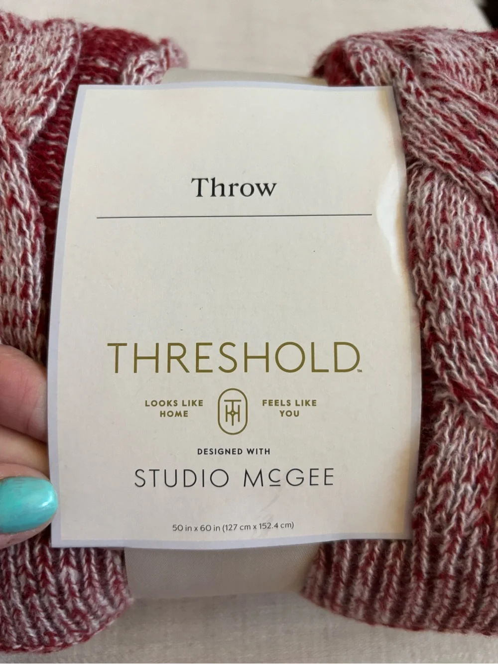 Threshold™ designed with Studio McGee Twisted Cable Throw Blanket 50”x60” Burgun